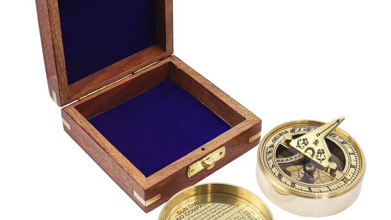 Our Signature Sundial Compass with Wooden Box