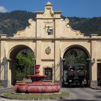 entrance to coffee farm in Antigua Guatemala