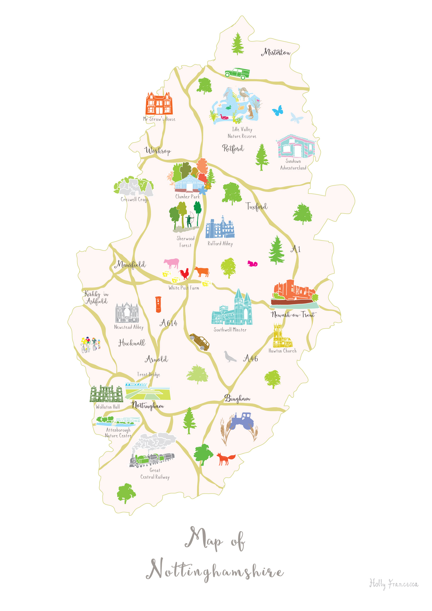 Hand illustrated  County Art Prints