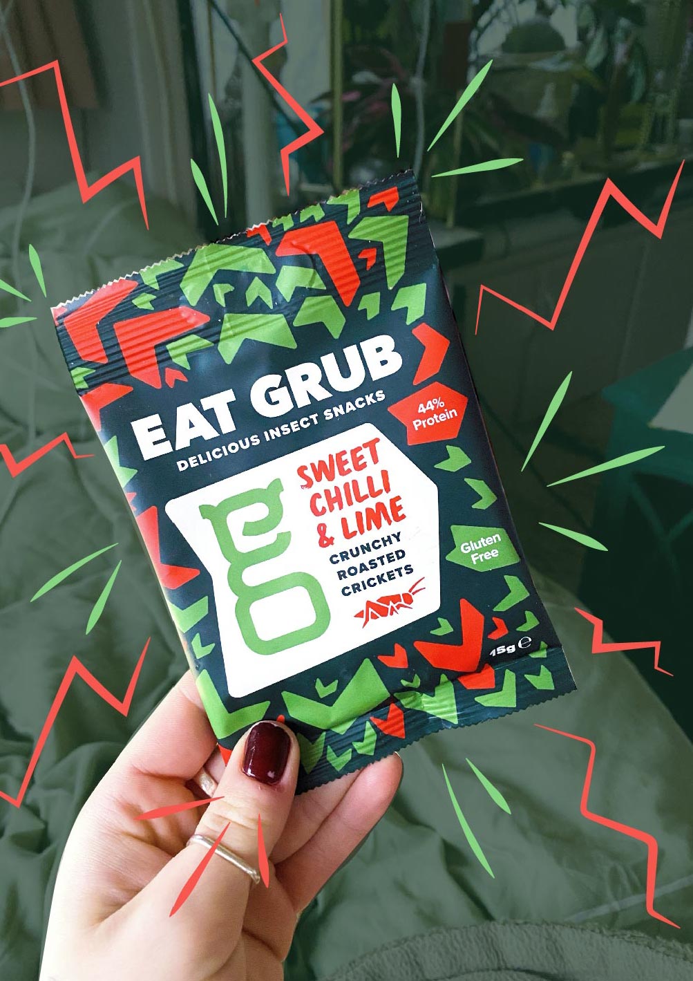 Crunchy Crunchy Roasted Crickets, edible insects, edible insect snacks, bar snack, cricket snacks, sweet chilli and lime, spice, sustainable snaRoasted Crickets