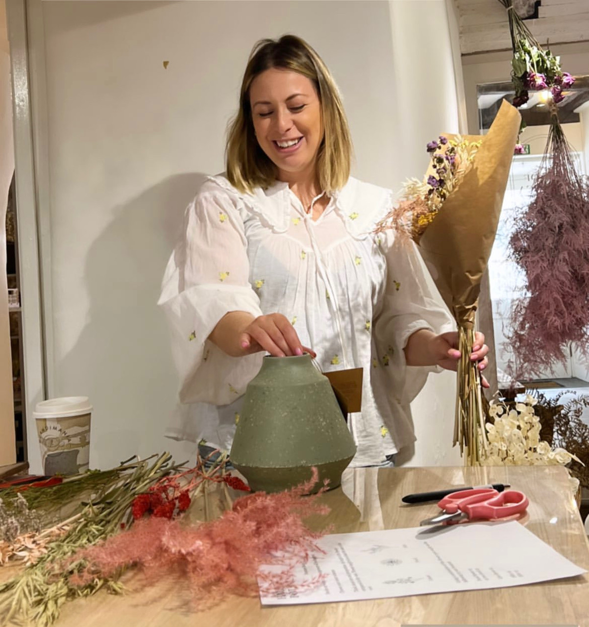 Dried flower arranging