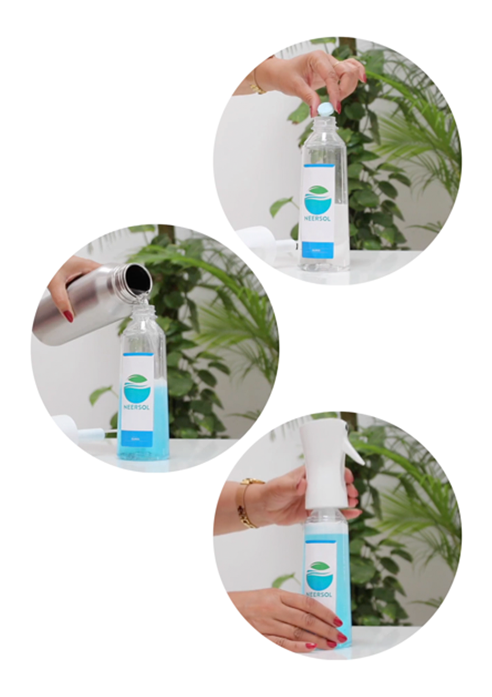 Drop tab-Add water-Wait-Spray!