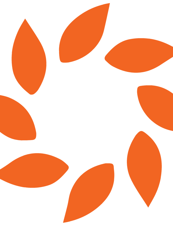 Our Logo, orange leaf shaped circle