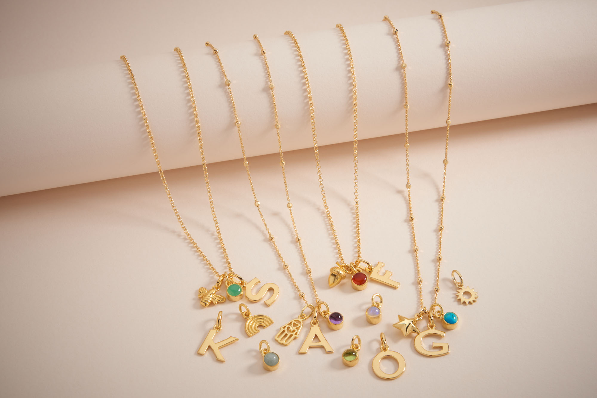 Gold Plated Sterling Silver Charm Necklace