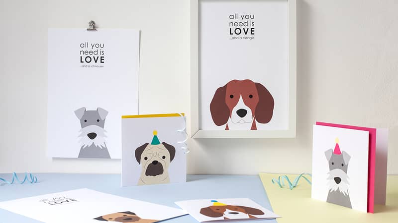 cat and dog cards and wrapping paper