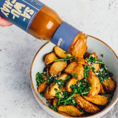 sweet curry sauce and chips