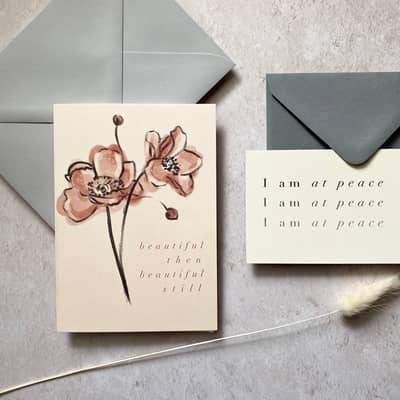 Bloom collection greeting card and mantra note card
