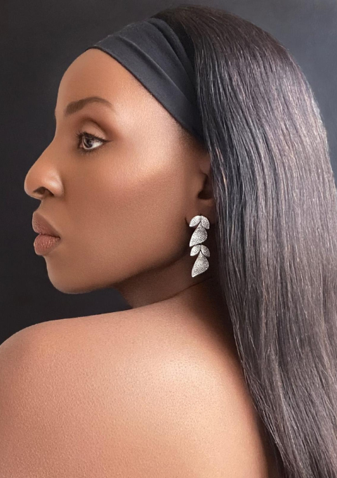 Jarlia By Jolina TRUE HAVEN Leaf Drop Earrings Silver