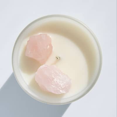 Arora London Rose Quartz crystal candle
