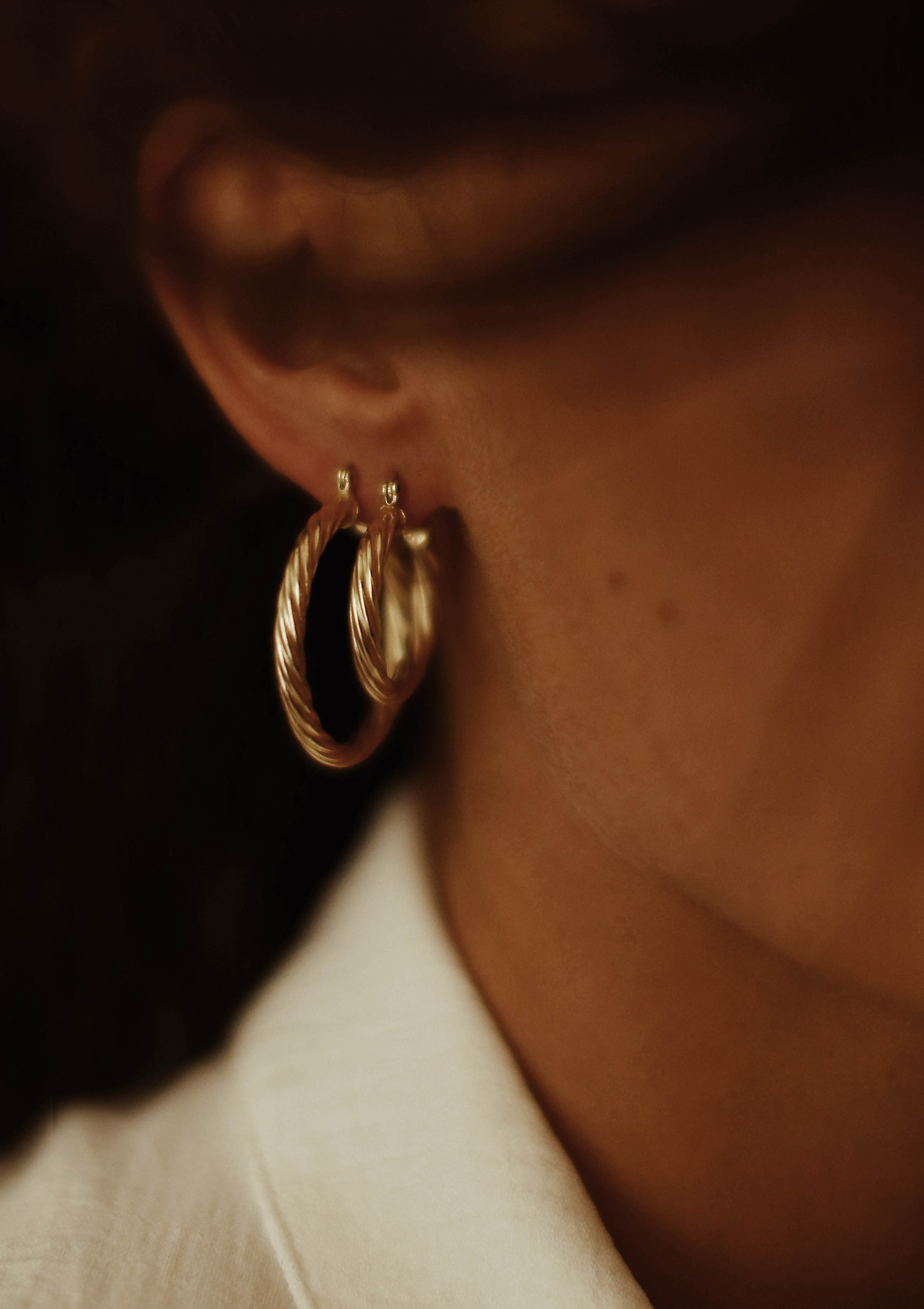 Rock N Rose Twisted Gold Hoop Earrings