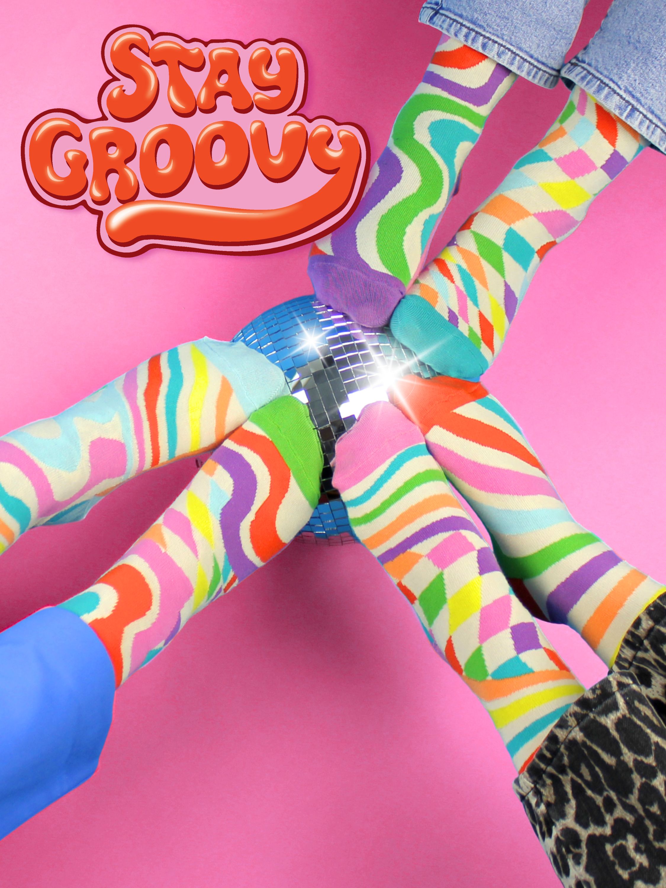 Get your groove on with Stay Groovy socks! Featuring funky, disco-inspired patterns straight from the 70’s, these bold designs will have your feet dancing all d