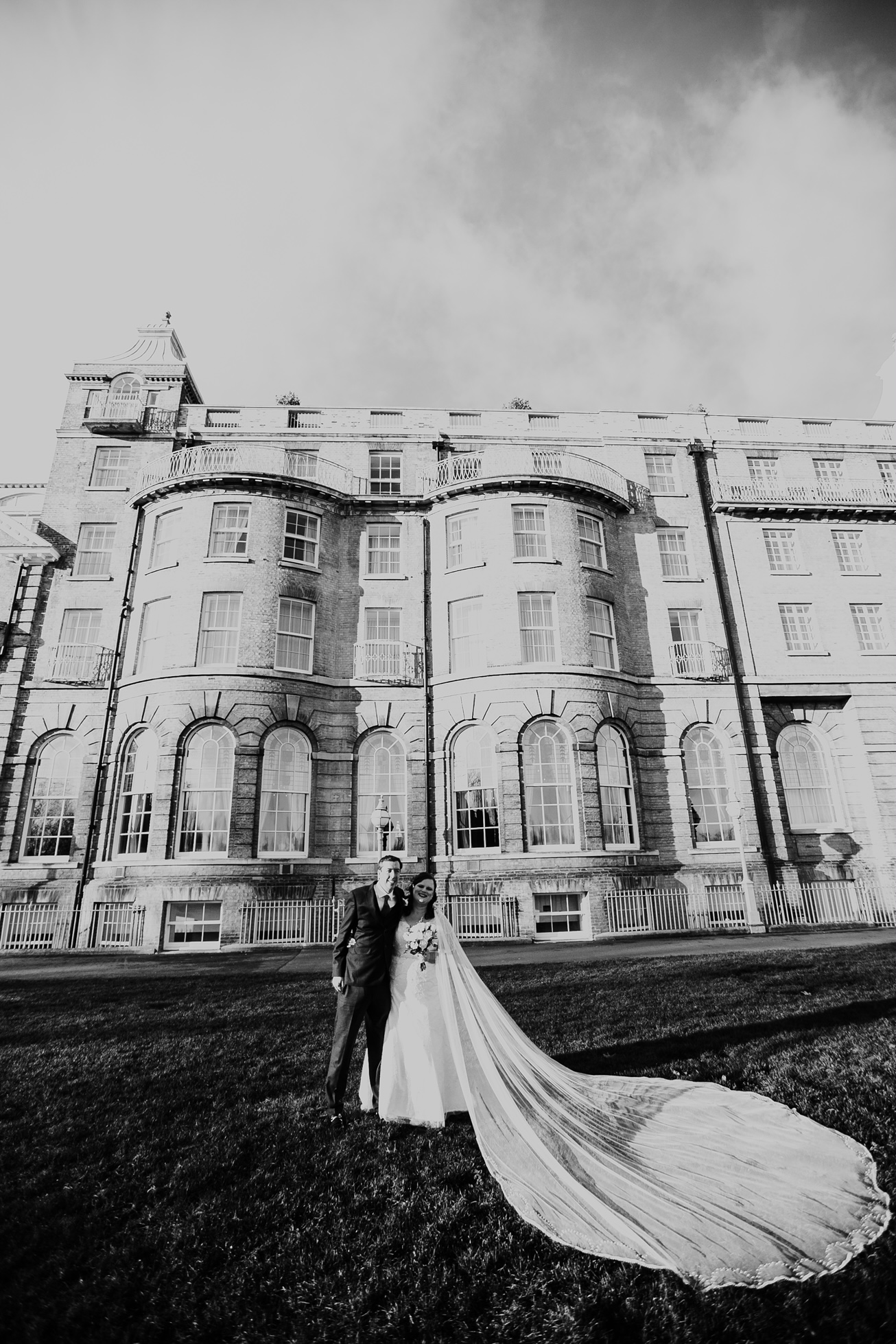Dramatic black and white veil shot