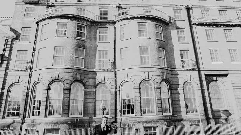 Dramatic black and white veil shot