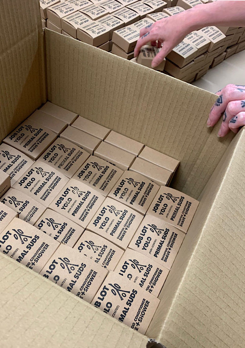 Boxes being packaged