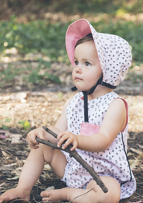 Flecks Romper and Bonnet