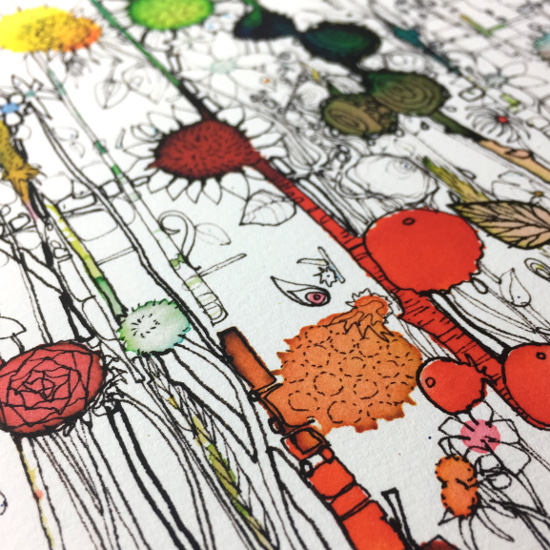 Moose Allain personalising a print