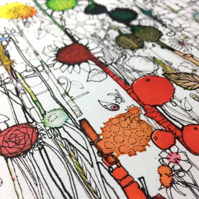 Moose Allain personalising a print