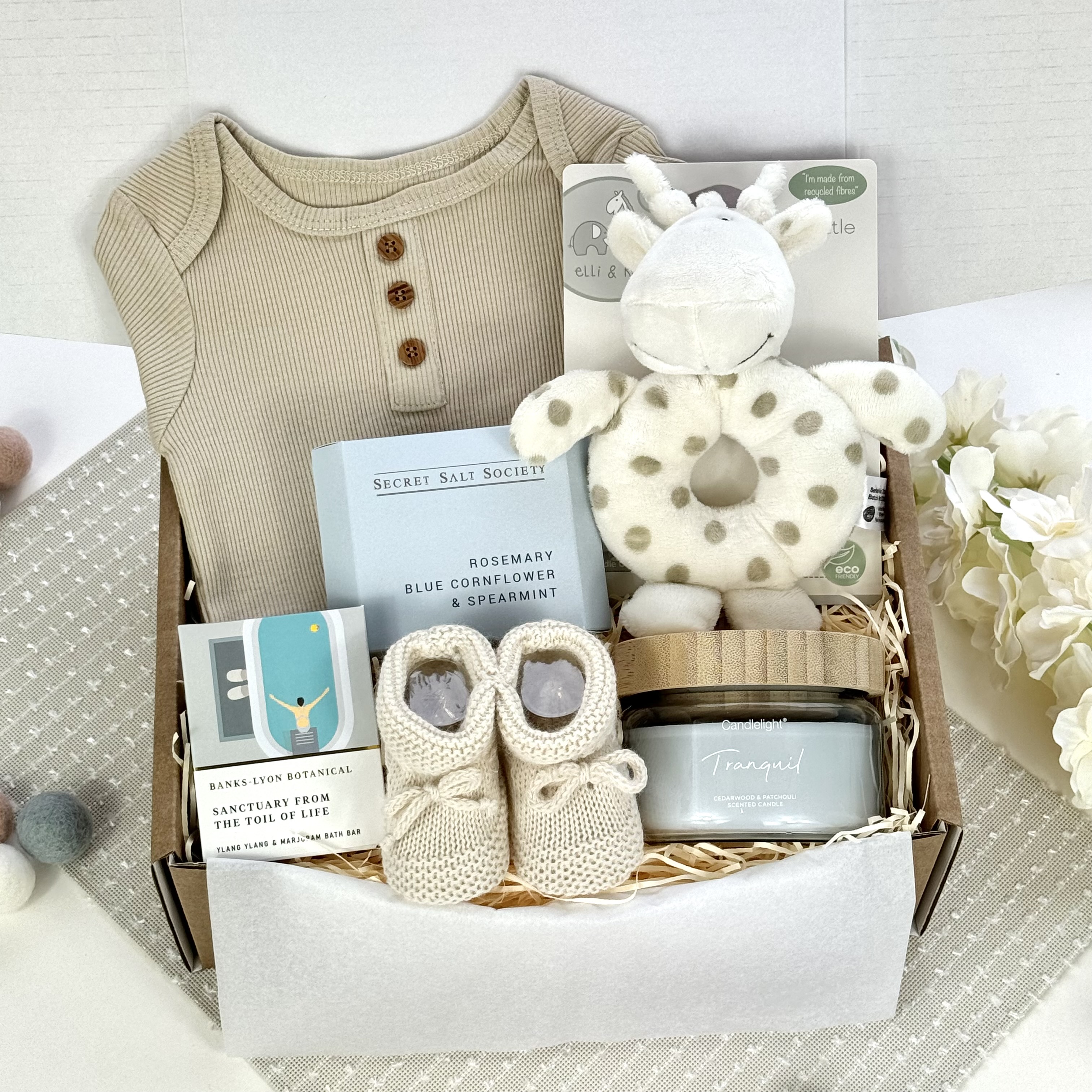 Organic Bunny Rattle New Parent and New Baby Gift Box 