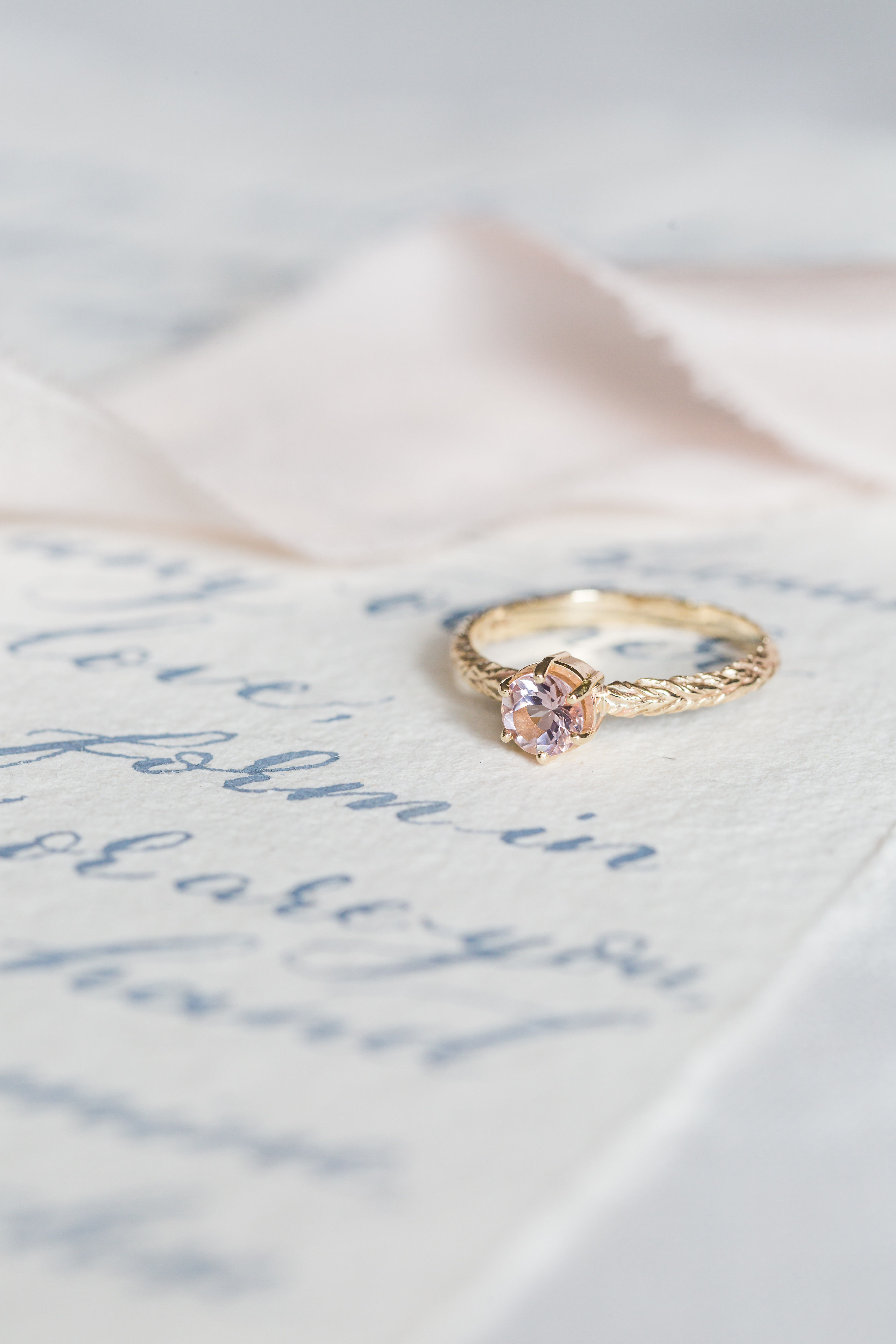 Meadow morganite gold engagement ring