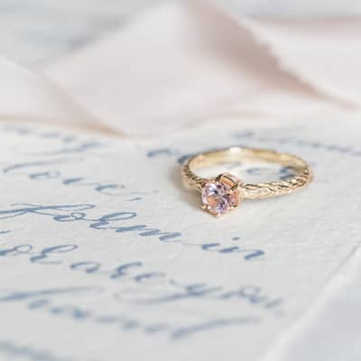Meadow morganite gold engagement ring