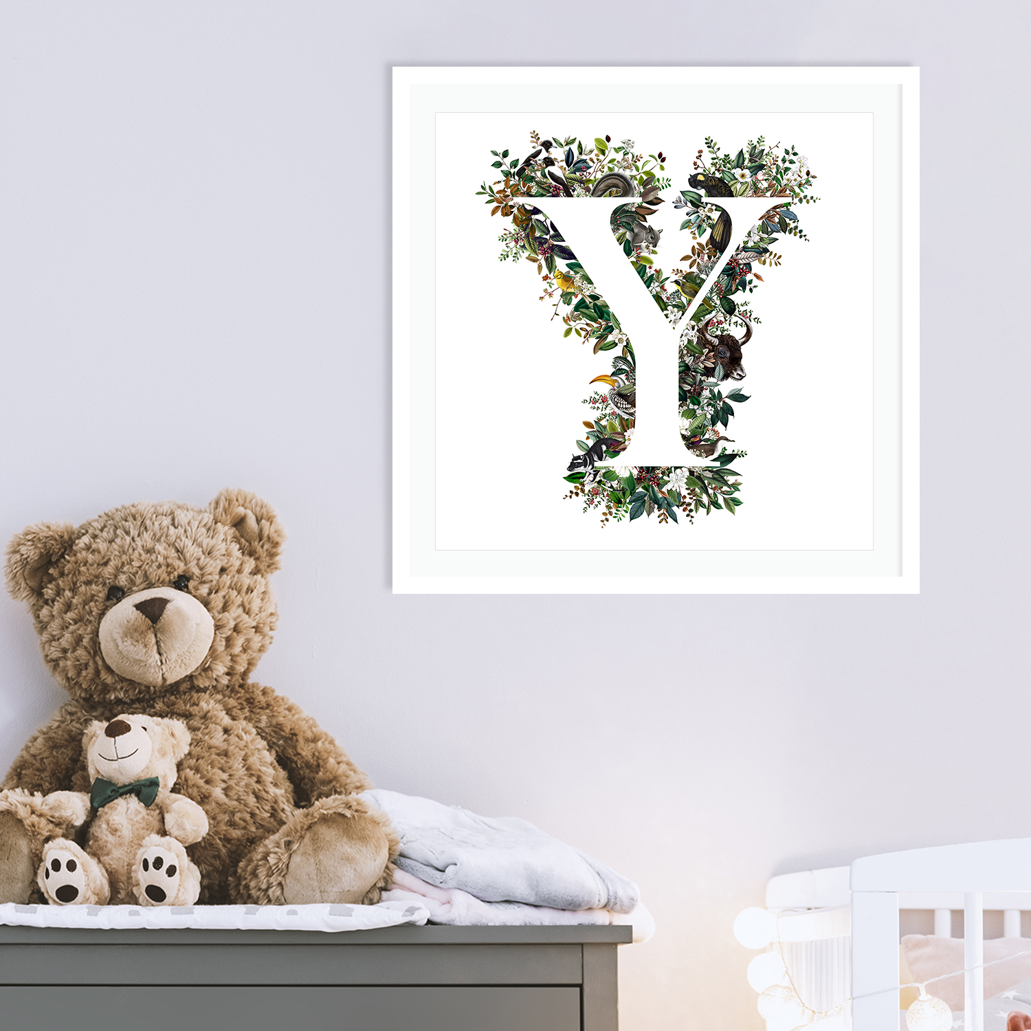 Letter Y Wall Art Print in Nursery