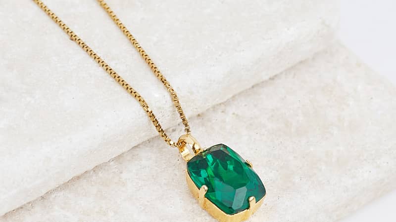 Emerald Green Pillow Pendant Necklace