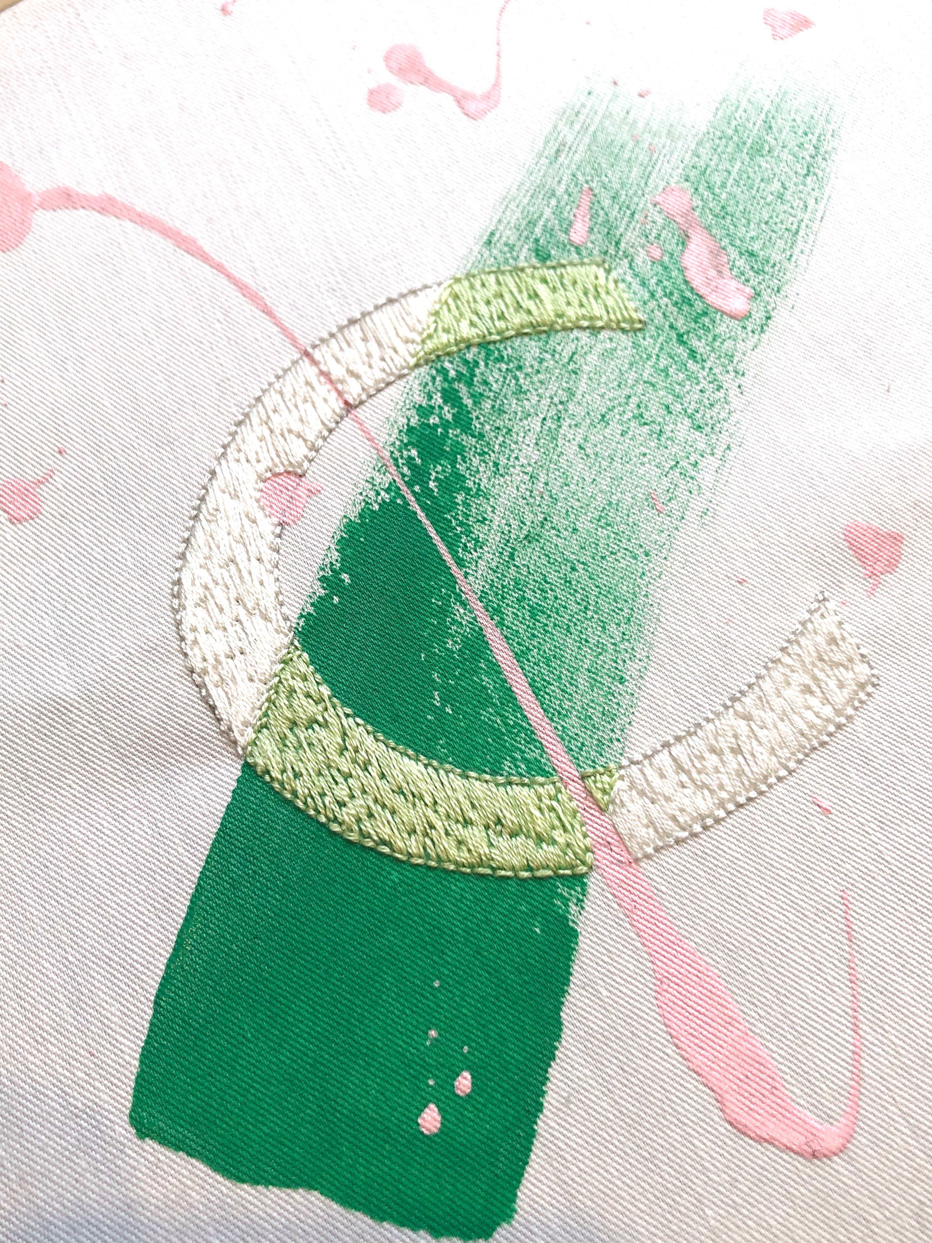 Mixed media paint and embroidery