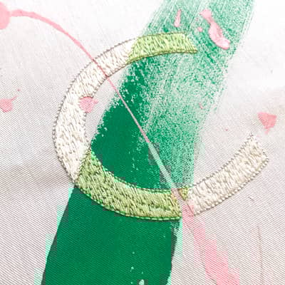 Mixed media paint and embroidery
