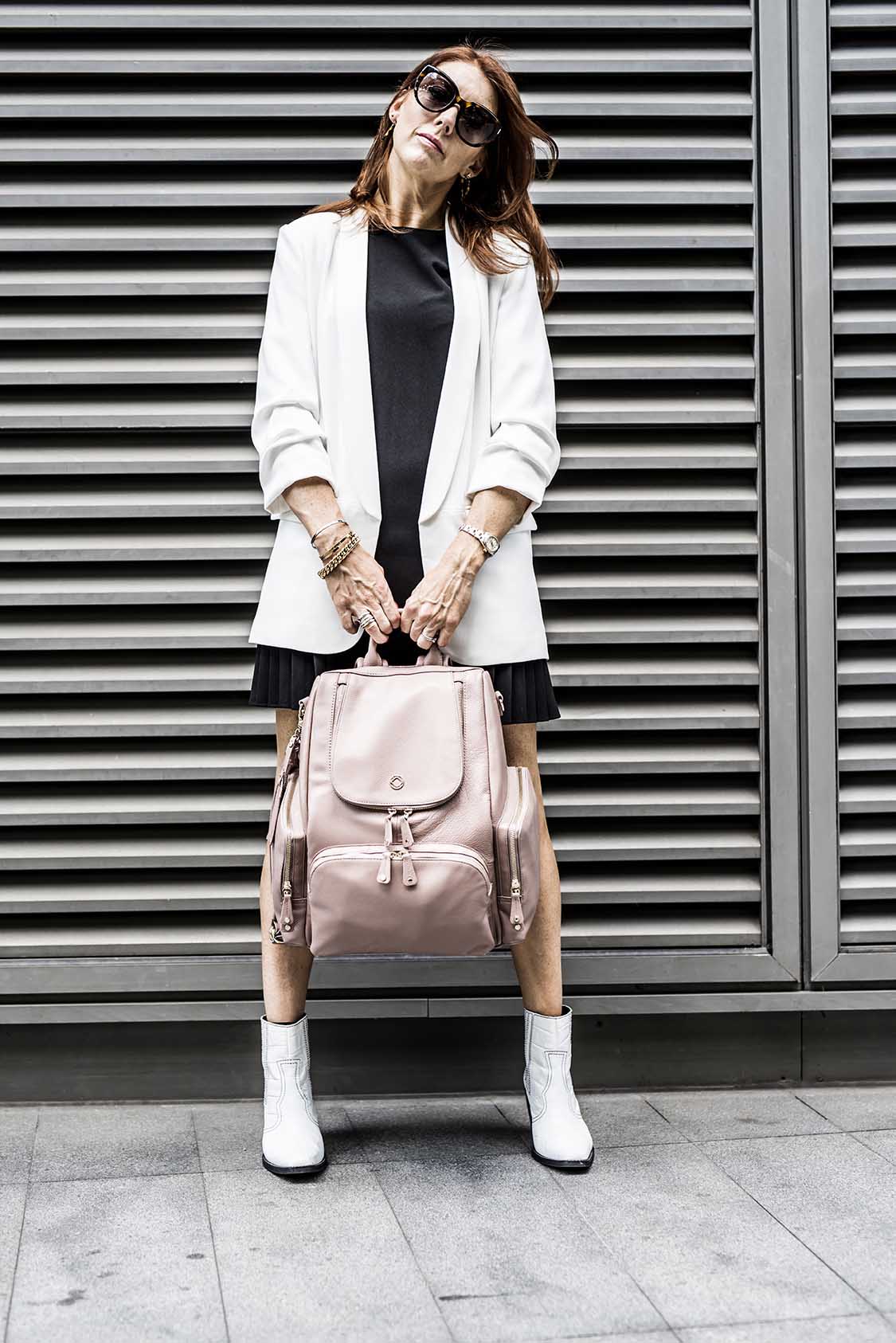 Amber rose leather backpack