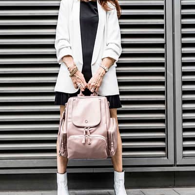 Amber rose leather backpack