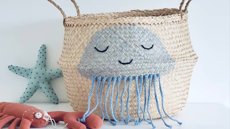 Jelly fish basket in under the sea theme nursery