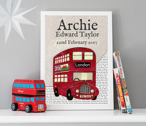 Personalised Red Bus Print