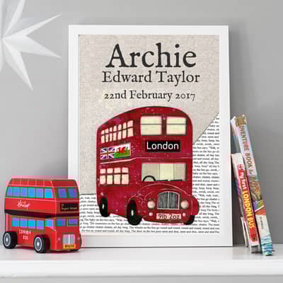 Personalised Red Bus Print