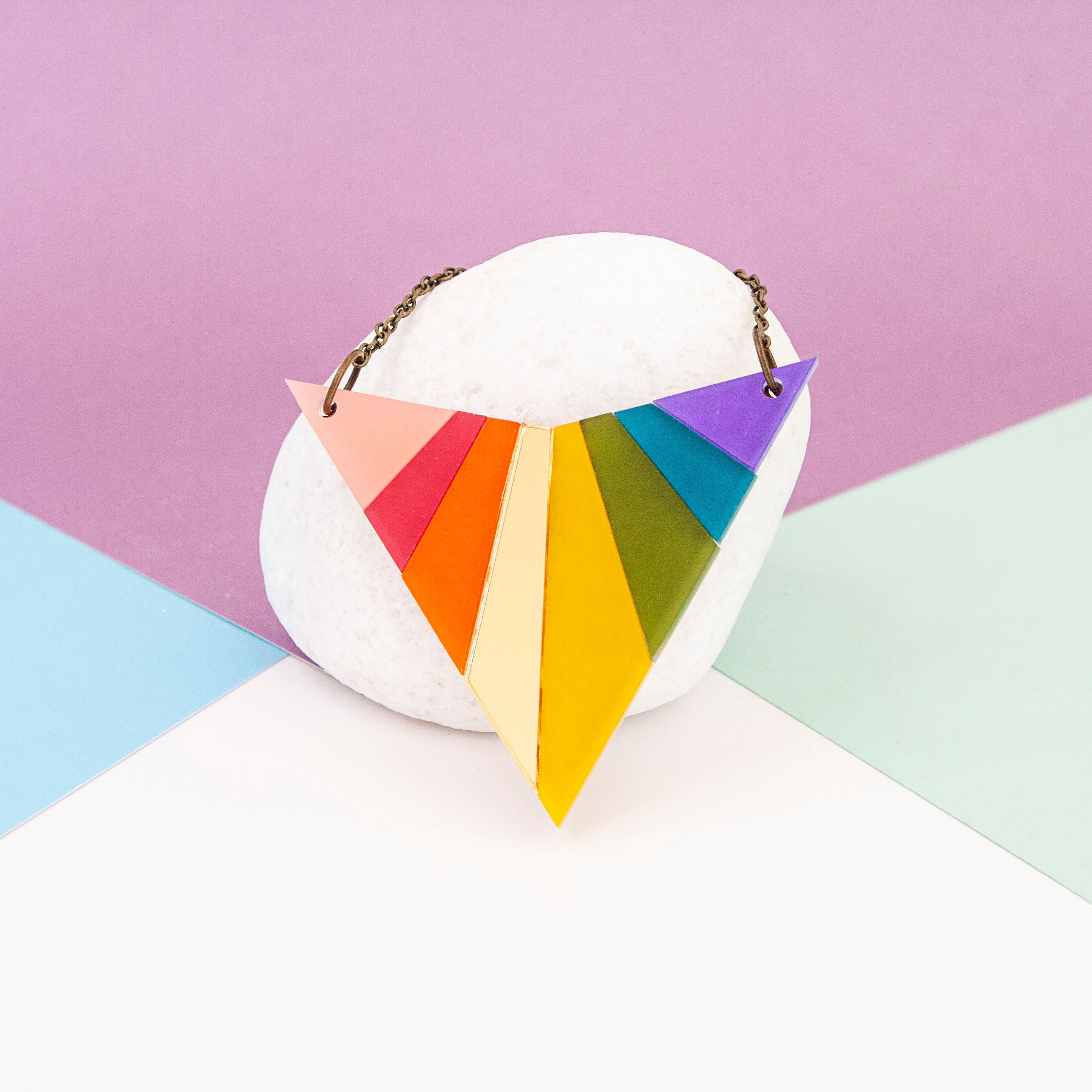 Rainbow Arrowhead Necklace