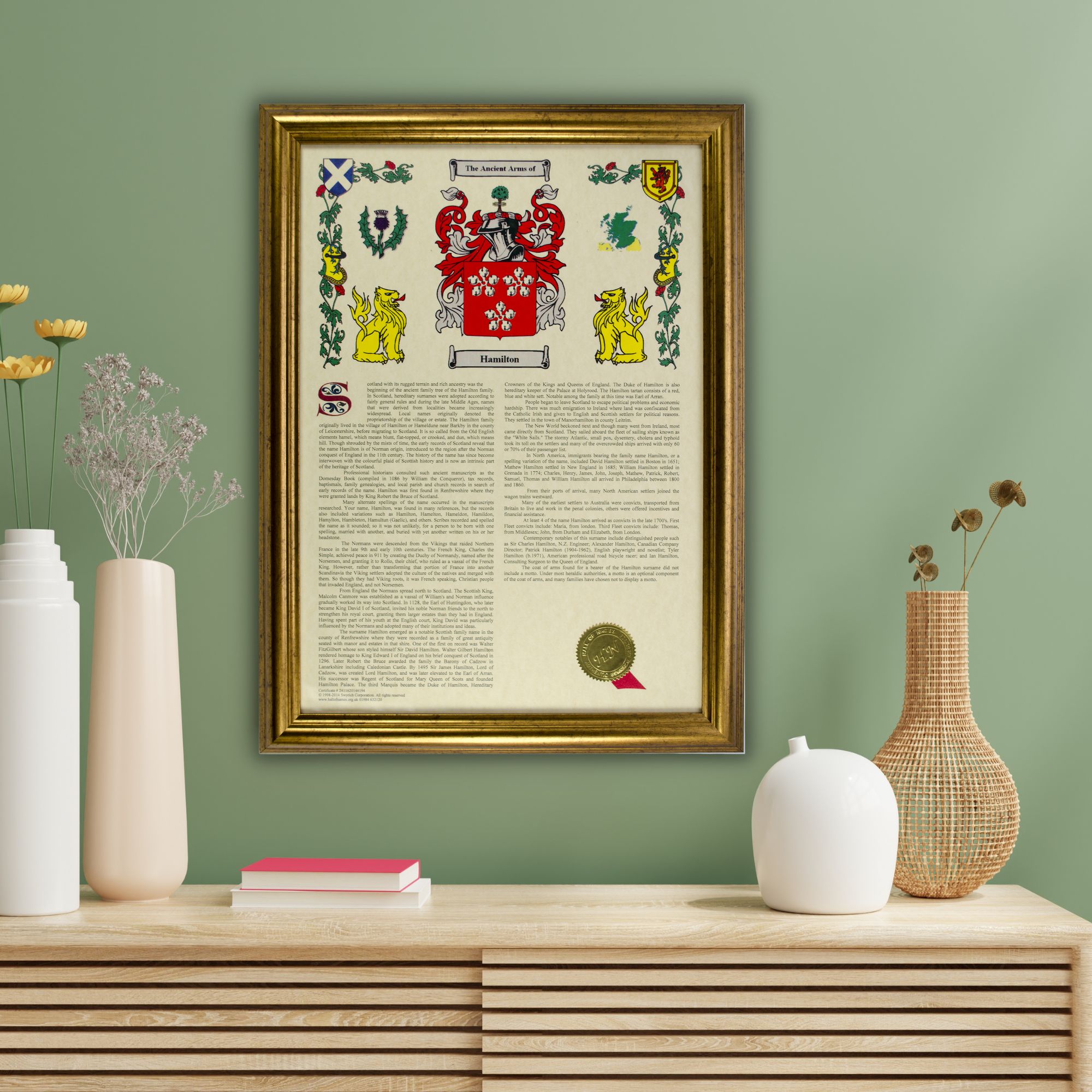 Coat of Arms and Surname History Scroll