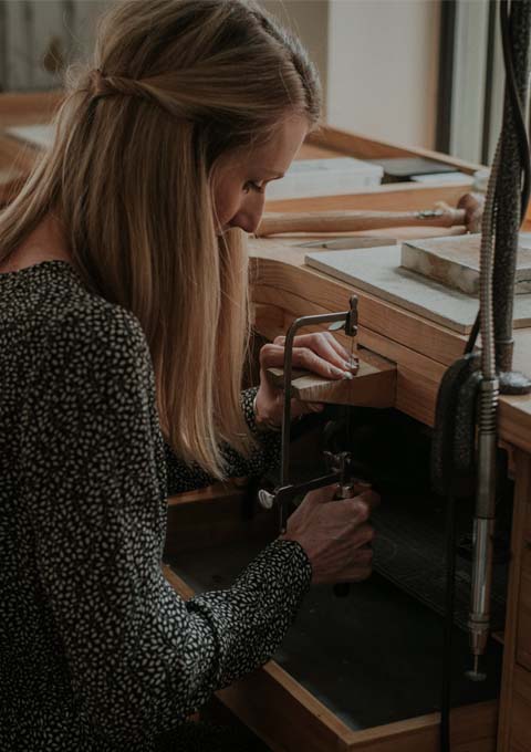 Lucy Flint in the workshop