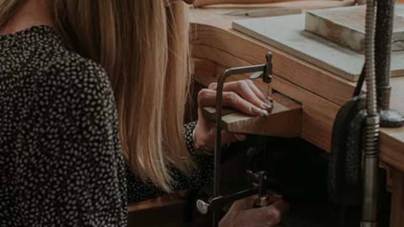 Lucy Flint in the workshop