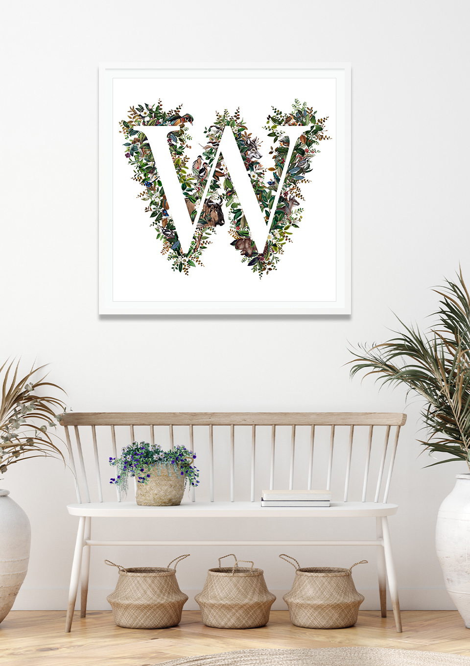 Hallway with large framed letter