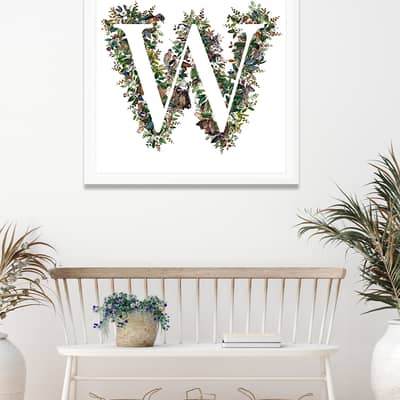 Hallway with large framed letter