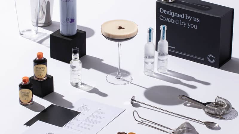 Espresso Martini cocktail kit with advanced bar equipment