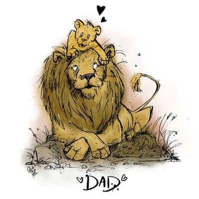 Customised lion and cub print