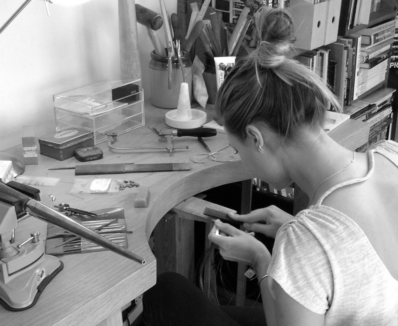 Francesca at her bench