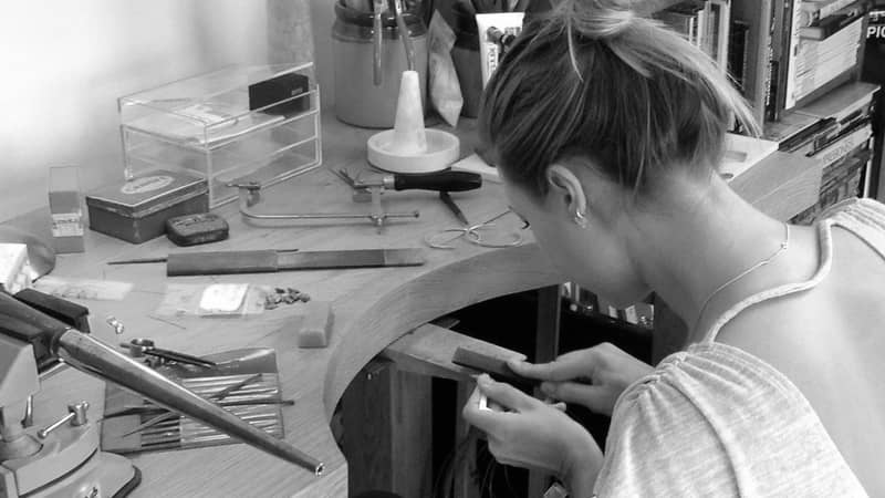 Francesca at her bench
