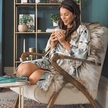 Personalised Bridal Floral Print Kimono Dressing Gown 