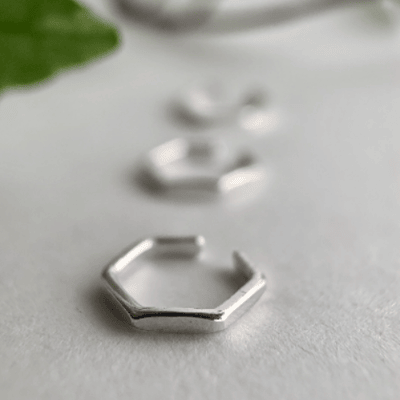 Sterling Silver Hexagon Ear Cuffs