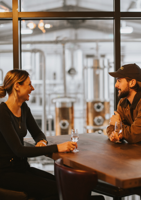 Amy (our co-founder) and a contract client in our Tour & Taste setting.