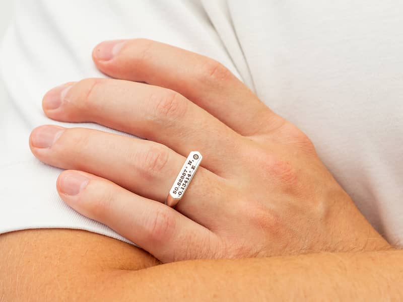 Coordinates Bar Signet RIng