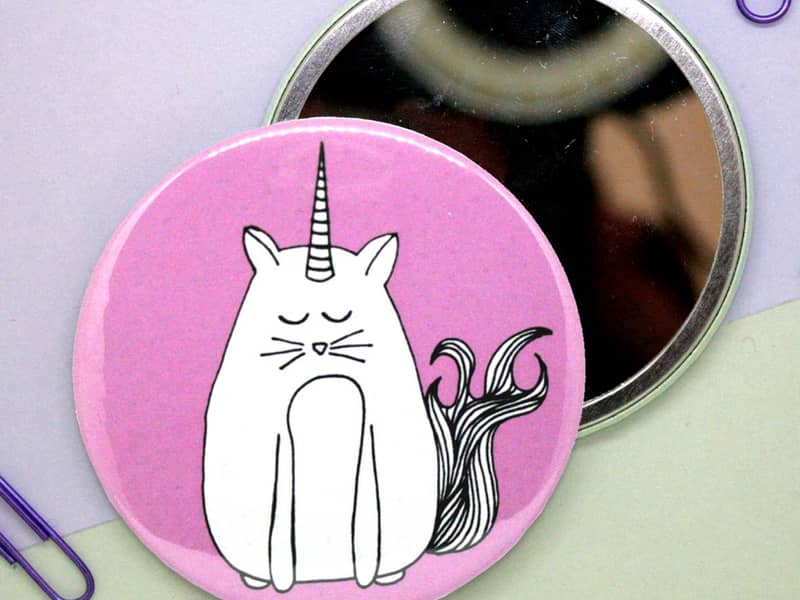 Caticorn Pocket Mirror
