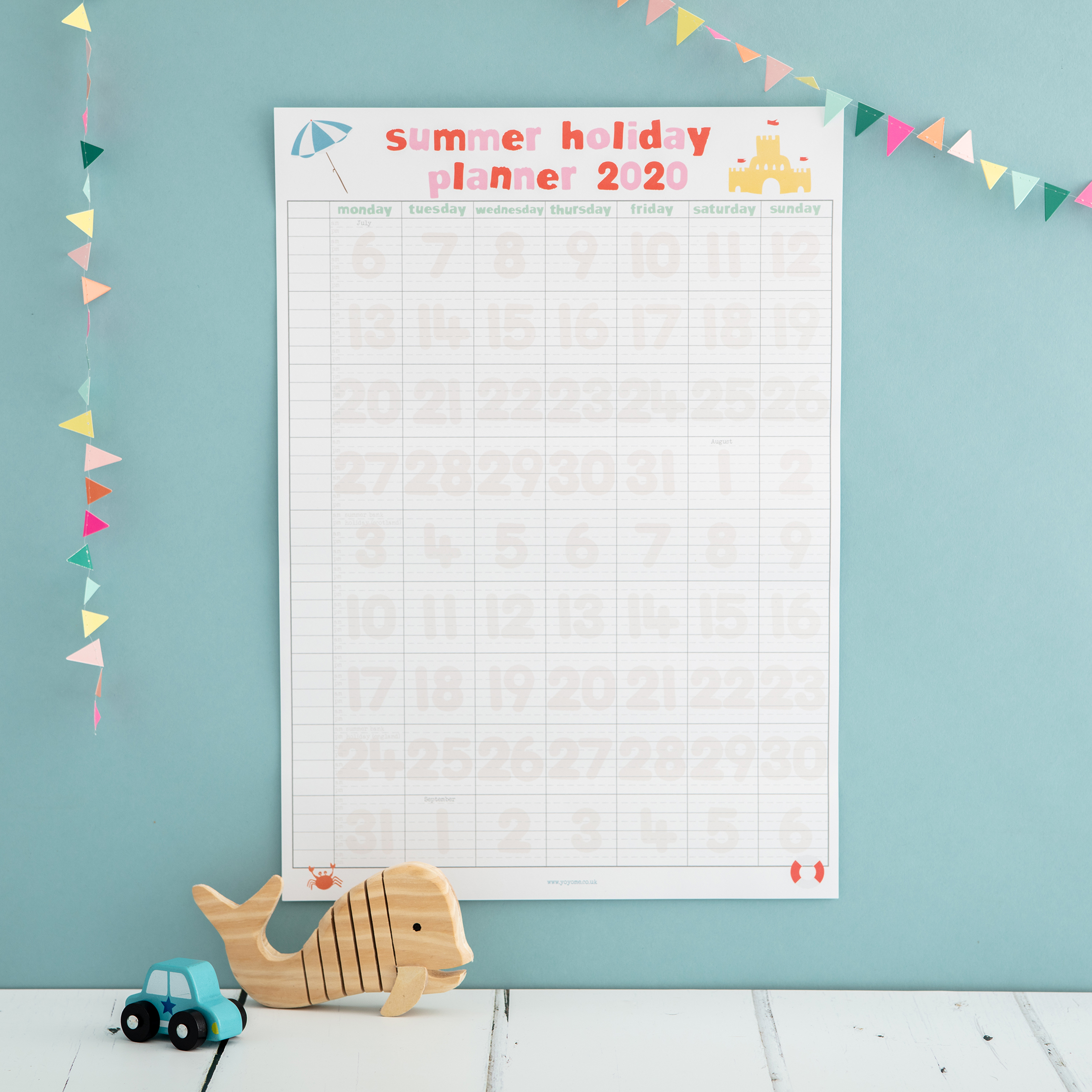 summer holiday wall planner