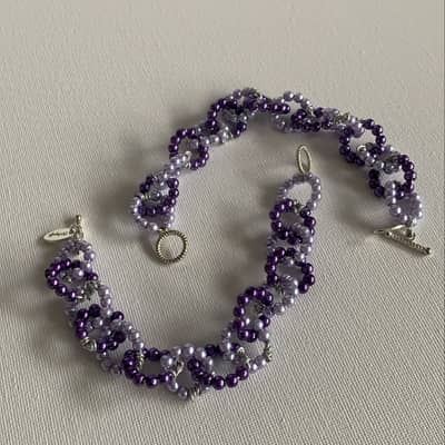Beaded chainlink purple bracelets